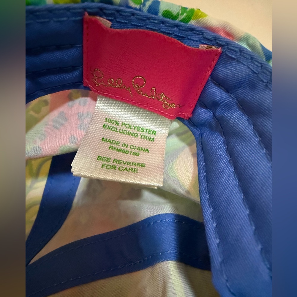 Bright Lily Pulitzer Floral Baseball Cap - Pink, Green & Blue - Picture 3 of 4